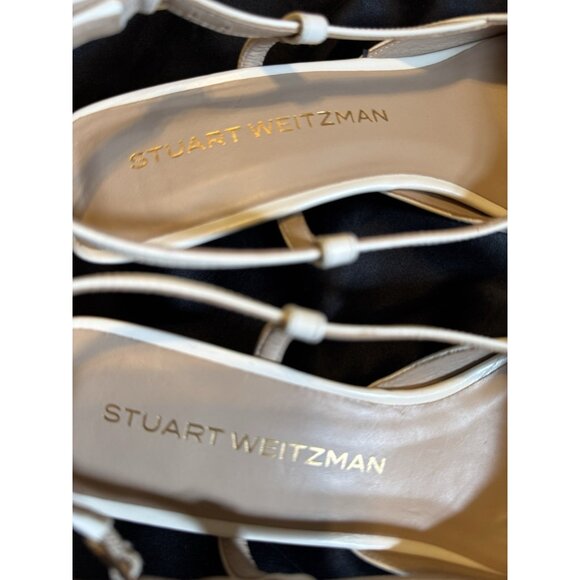Stuart Weitzman Kitten Heels Pumps Size 6.5 Cream Leather Pointed Toe - Picture 5 of 10